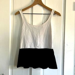 Express Size M Color Block Zipper Back Peplum Top